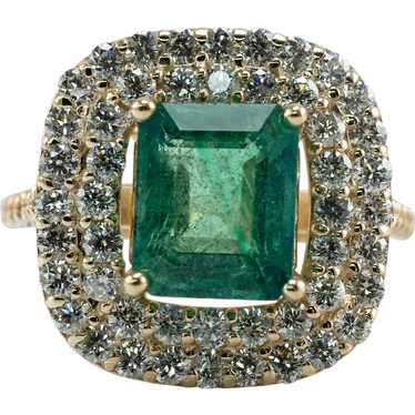 Natural Diamond Emerald Ring 18K Gold  Rectangle … - image 1