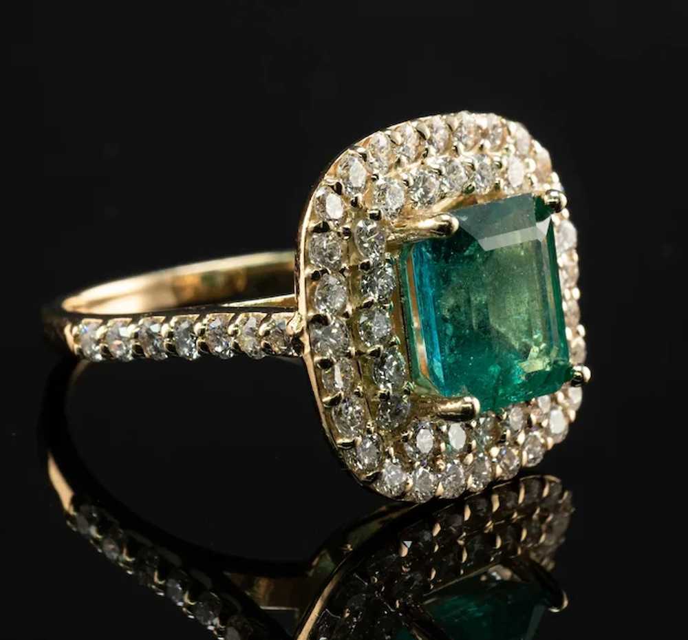Natural Diamond Emerald Ring 18K Gold  Rectangle … - image 2