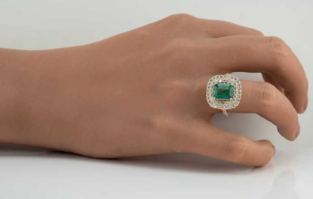 Natural Diamond Emerald Ring 18K Gold  Rectangle … - image 3