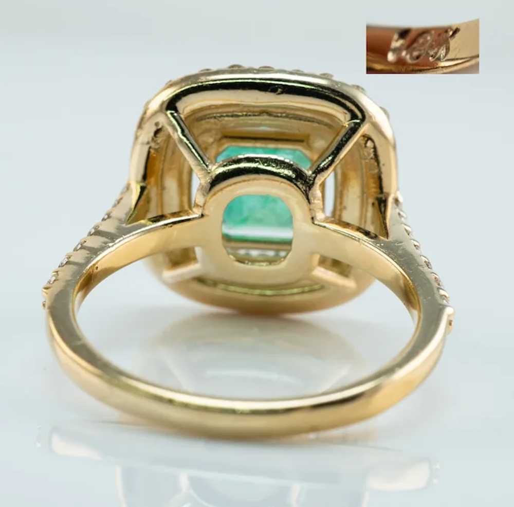 Natural Diamond Emerald Ring 18K Gold  Rectangle … - image 4