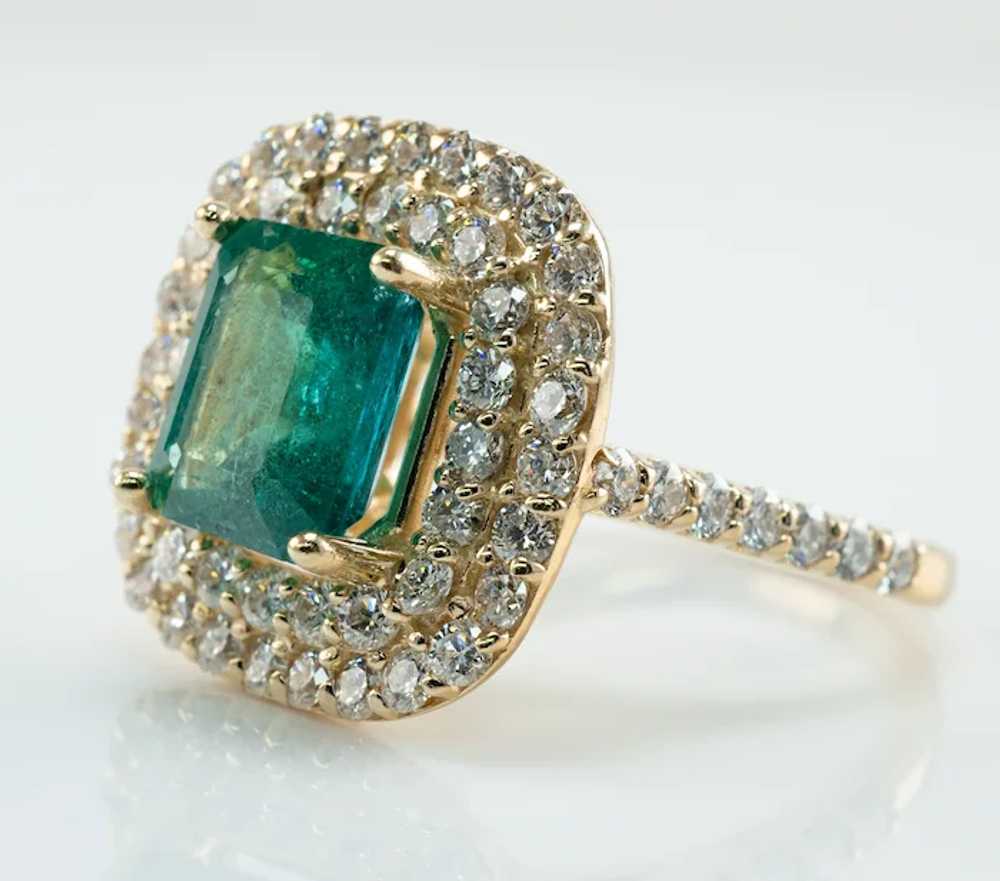 Natural Diamond Emerald Ring 18K Gold  Rectangle … - image 5