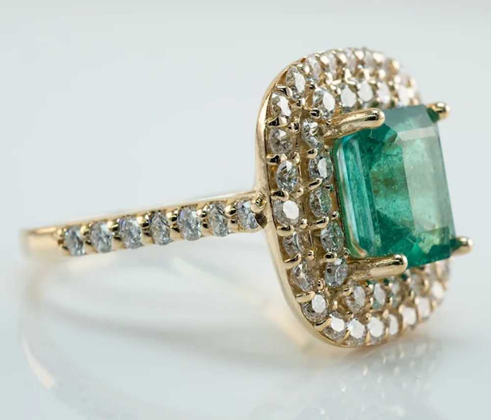 Natural Diamond Emerald Ring 18K Gold  Rectangle … - image 7