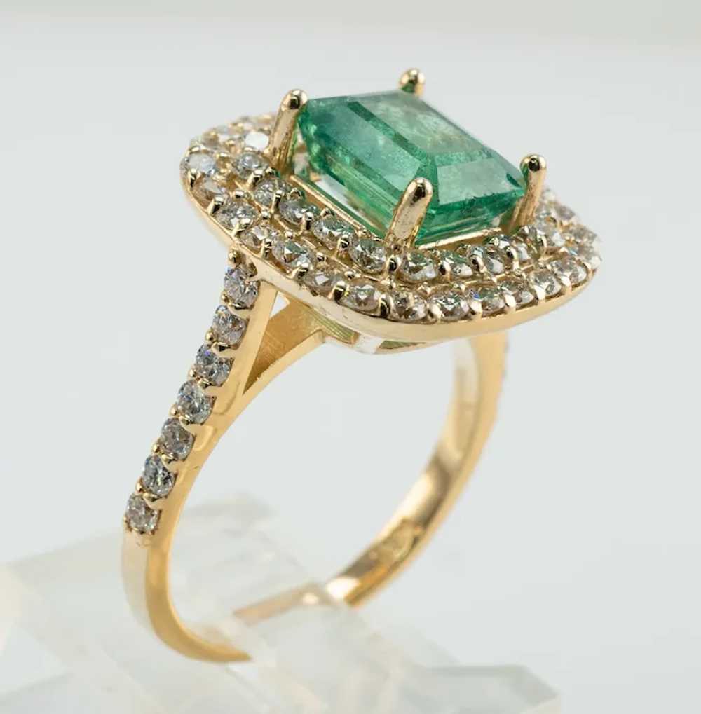 Natural Diamond Emerald Ring 18K Gold  Rectangle … - image 8