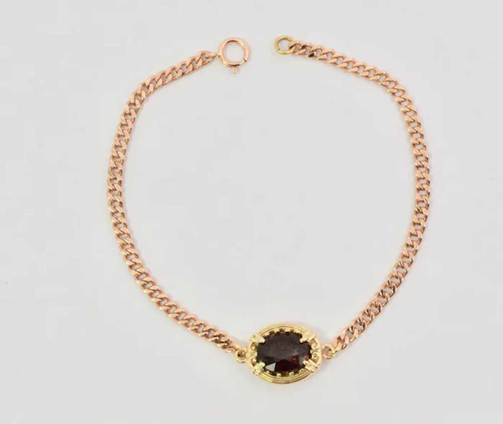 14k Solid Yellow/Rose Gold Garnet Bracelet Vintage - image 2
