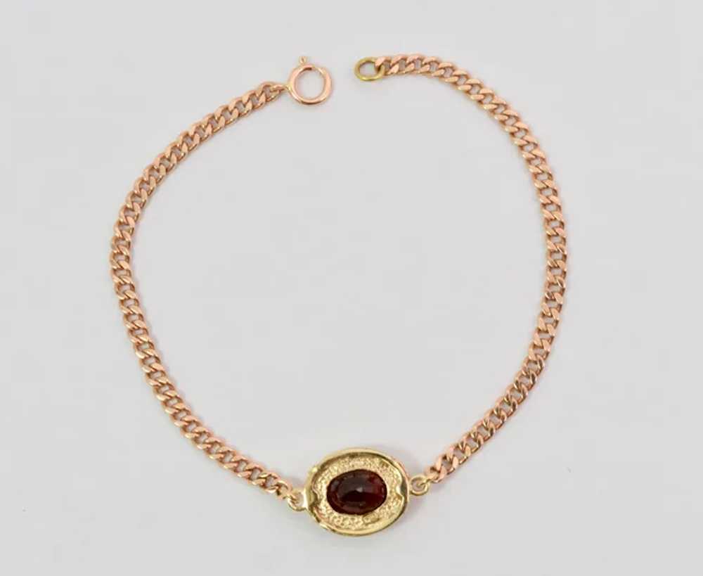 14k Solid Yellow/Rose Gold Garnet Bracelet Vintage - image 3