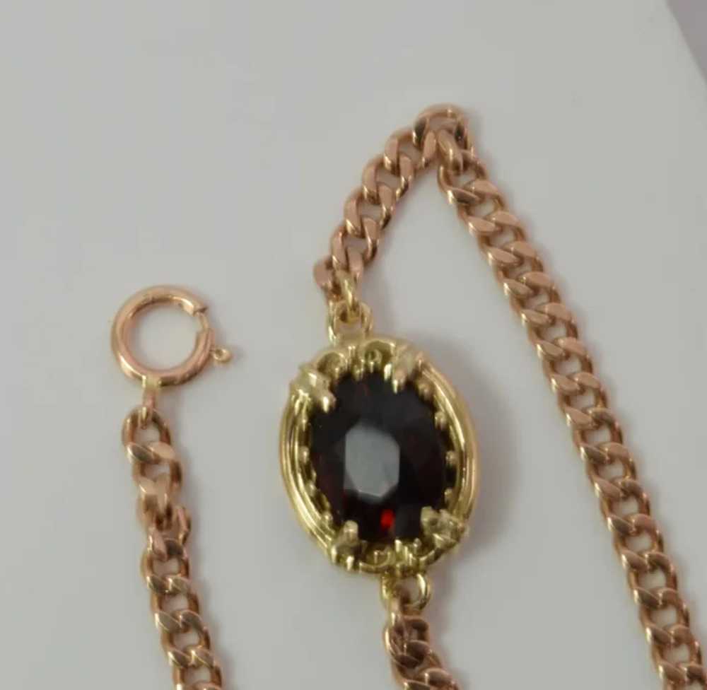 14k Solid Yellow/Rose Gold Garnet Bracelet Vintage - image 7
