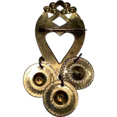 Large Brass or Gold-tone Brooch