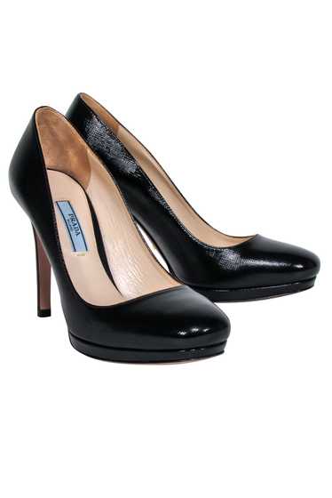 Prada - Black Textured Patent Leather Pumps Sz 7