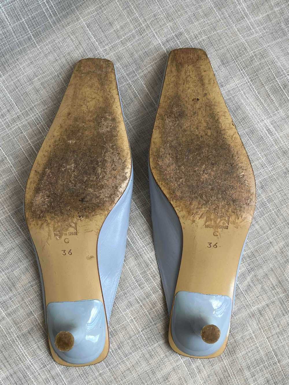 90's leather mules - Low heel mules, baby blue pa… - image 3