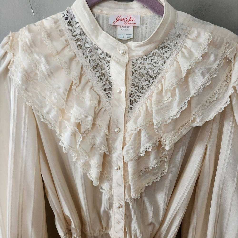 Vintage Vintage 70s Lace Long Sleeve prairie midi… - image 2