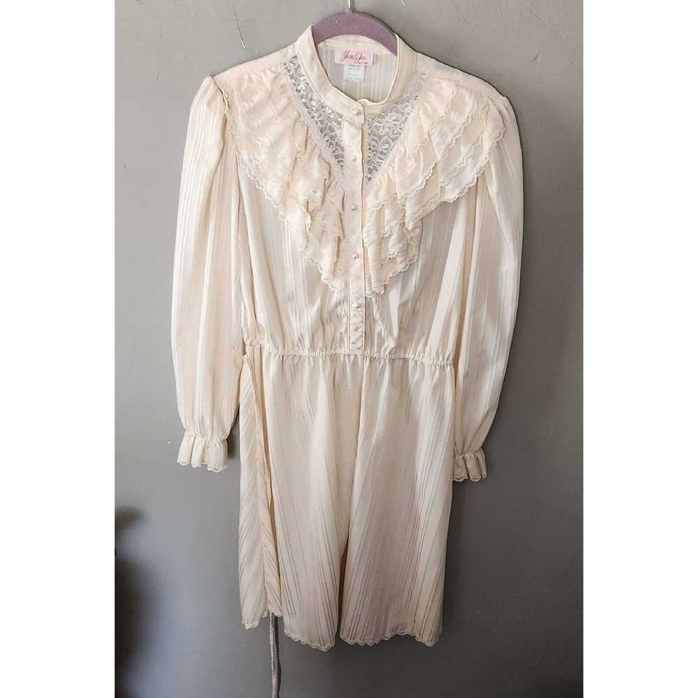 Vintage Vintage 70s Lace Long Sleeve prairie midi… - image 8