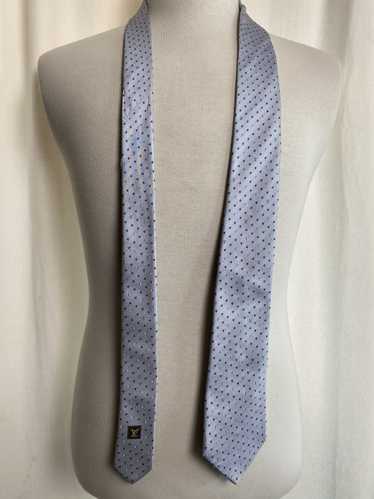 Pre-Owned LOUIS VUITTON Louis Vuitton Cravat Monogram Ribbon Tie M71726  Silk Gray Series Blue Stripe Overall Pattern Logo (Good) 