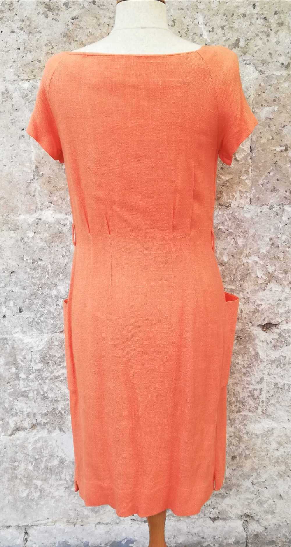 Robe en lin - Robe en lin orange année 70 petites… - image 3
