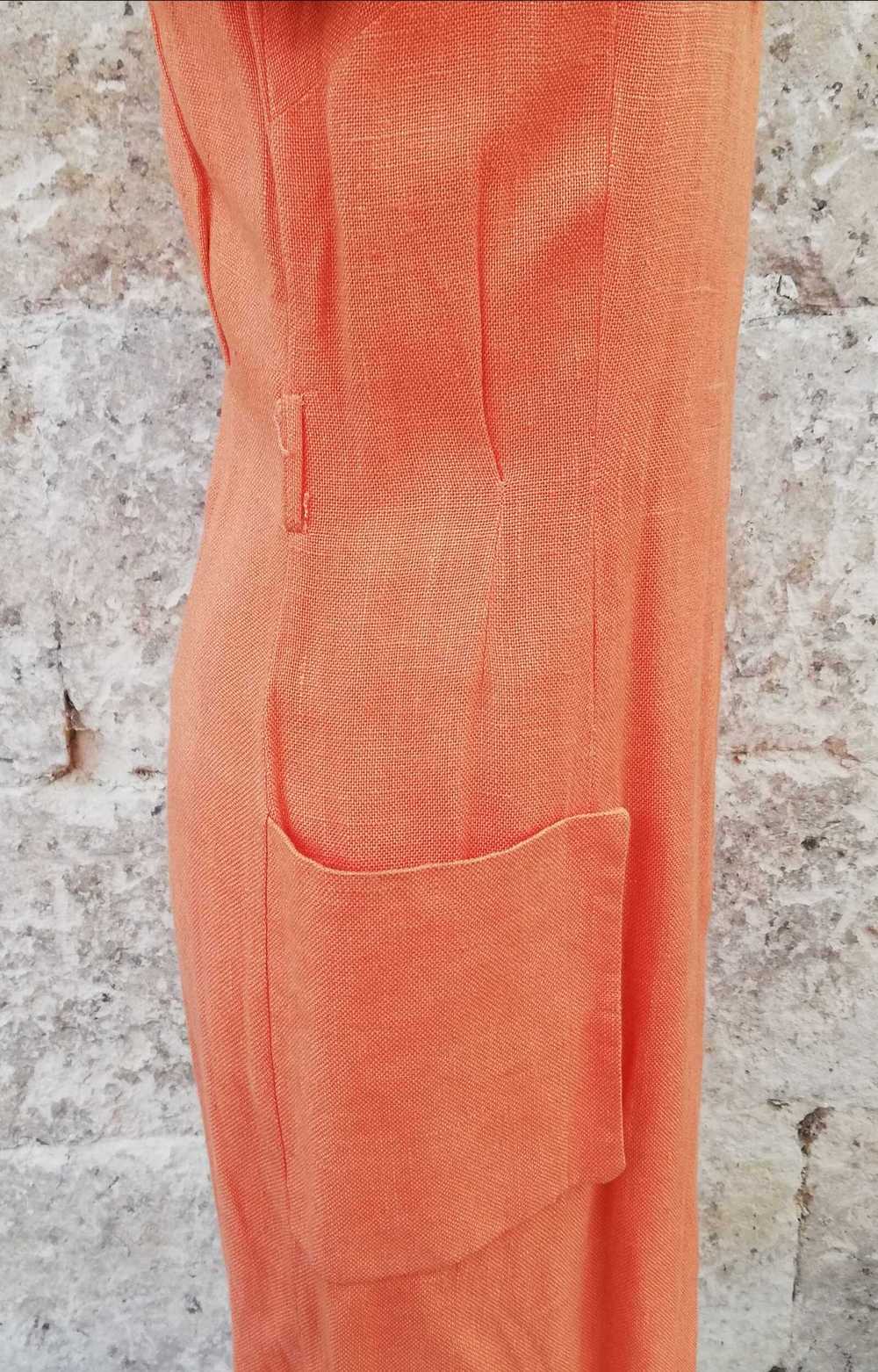Robe en lin - Robe en lin orange année 70 petites… - image 4