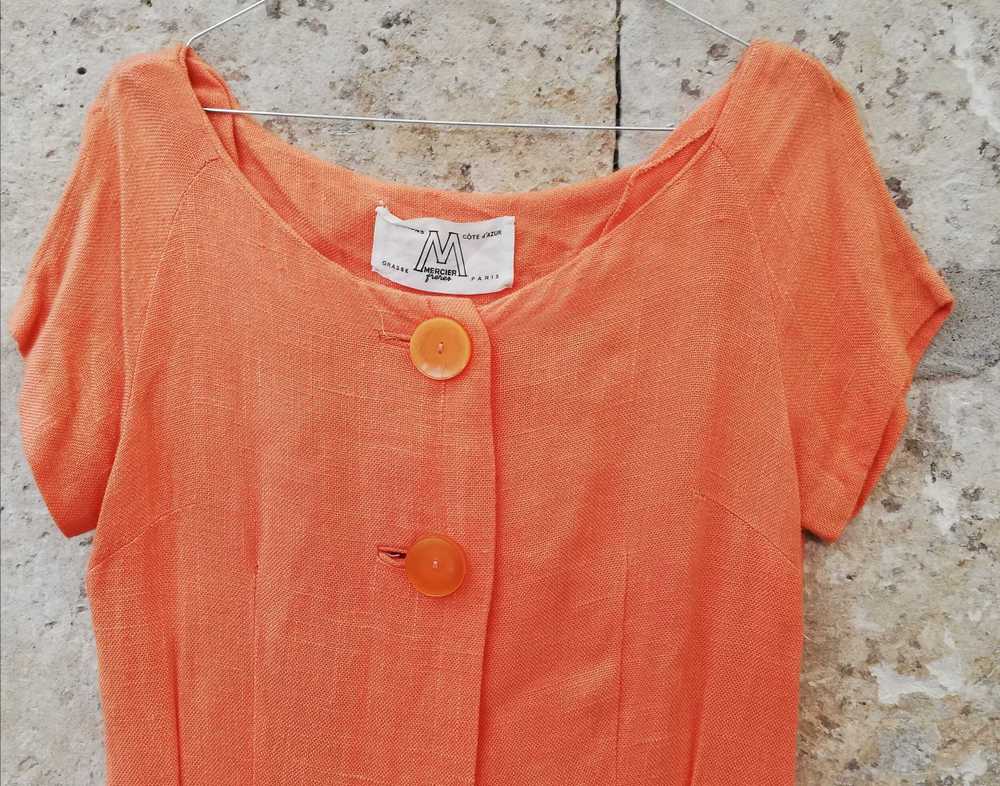 Robe en lin - Robe en lin orange année 70 petites… - image 6