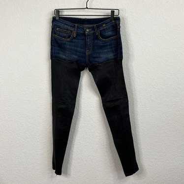 R13 R13 Denim Stretch Leather Chaps Jeans Made in… - image 1