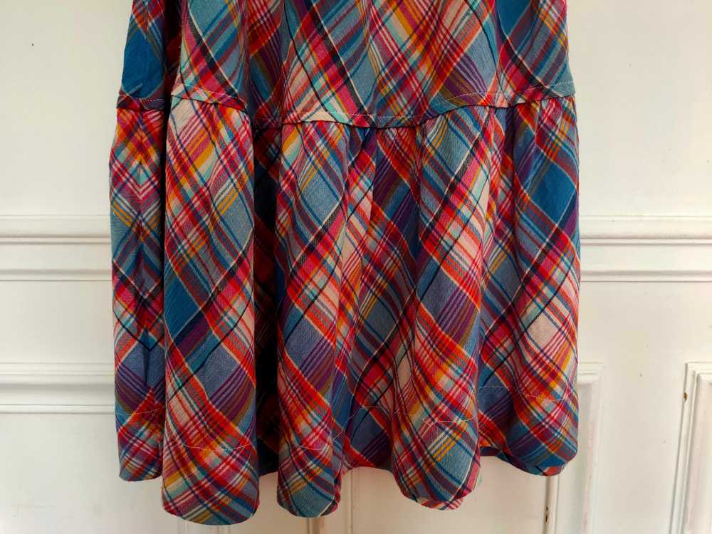 Robe à carreaux - Robe années 1970, en coton à ca… - image 3