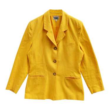 LOUIS FERAUD VINTAGE Linen Jacket Blazer Italy Yellow Gold Biscotti