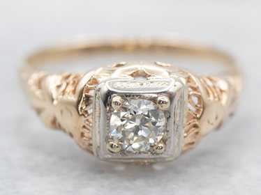 Vintage European Cut Diamond Engagement Ring - image 1