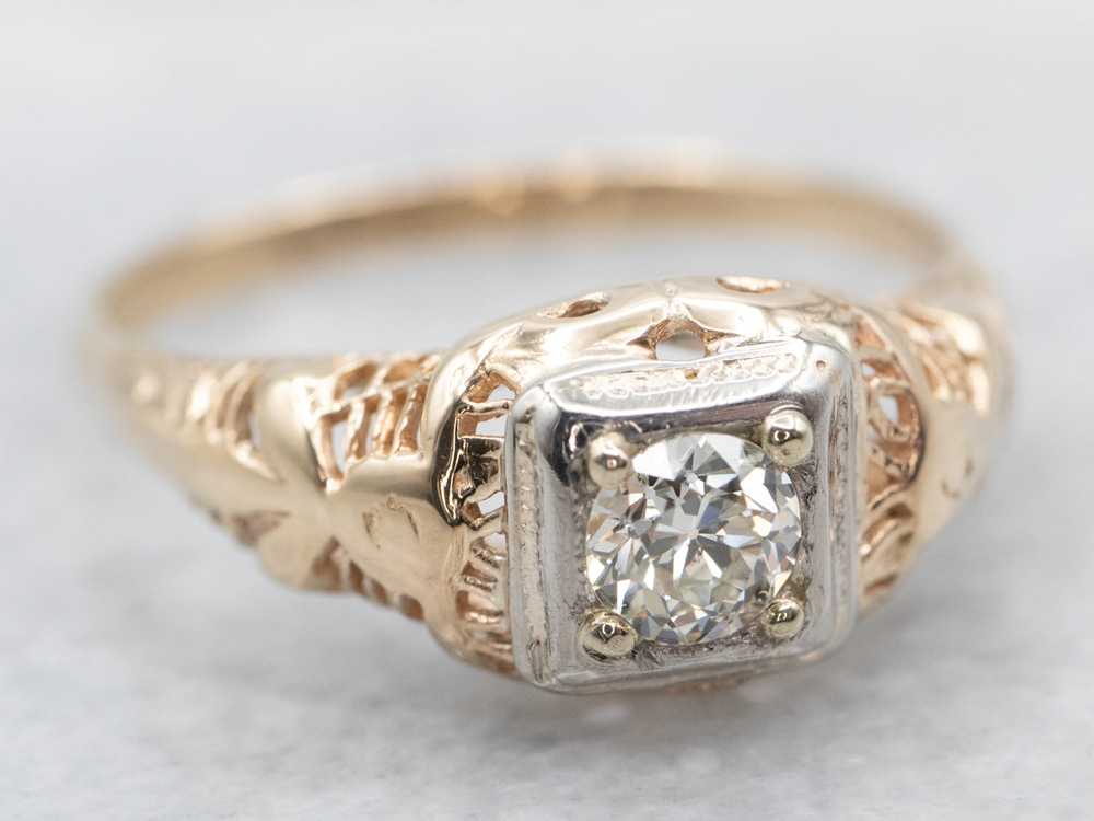 Vintage European Cut Diamond Engagement Ring - image 2