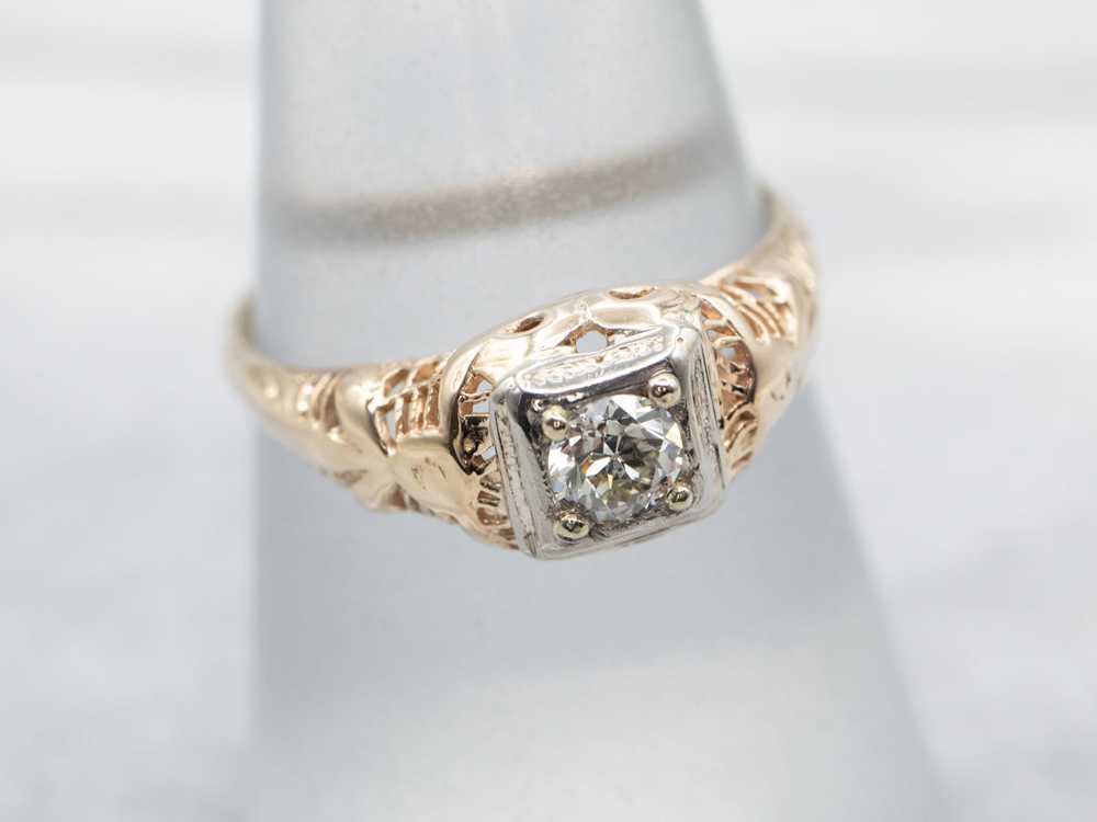 Vintage European Cut Diamond Engagement Ring - image 3