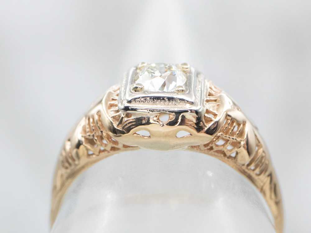 Vintage European Cut Diamond Engagement Ring - image 4
