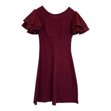 70's dress - 70's Bordeaux mini dress in fine Jer… - image 1