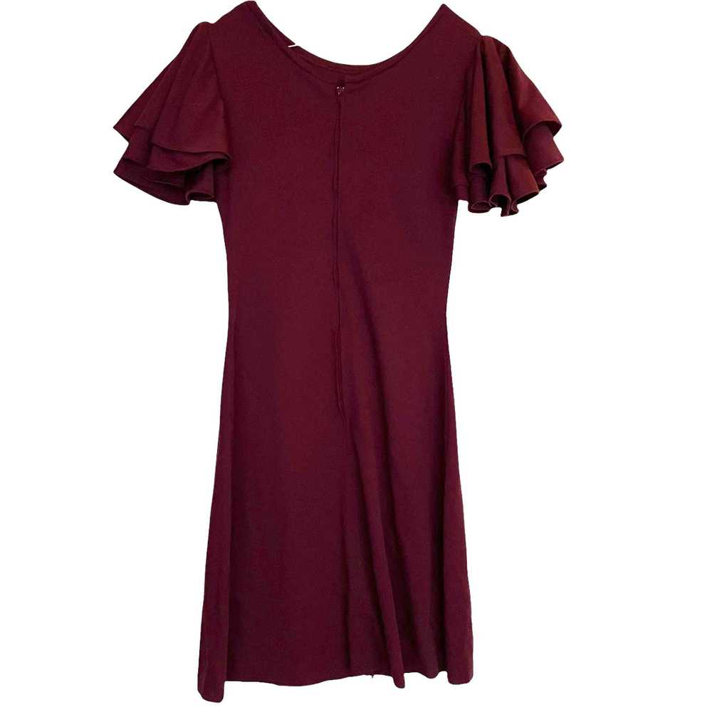 70's dress - 70's Bordeaux mini dress in fine Jer… - image 2