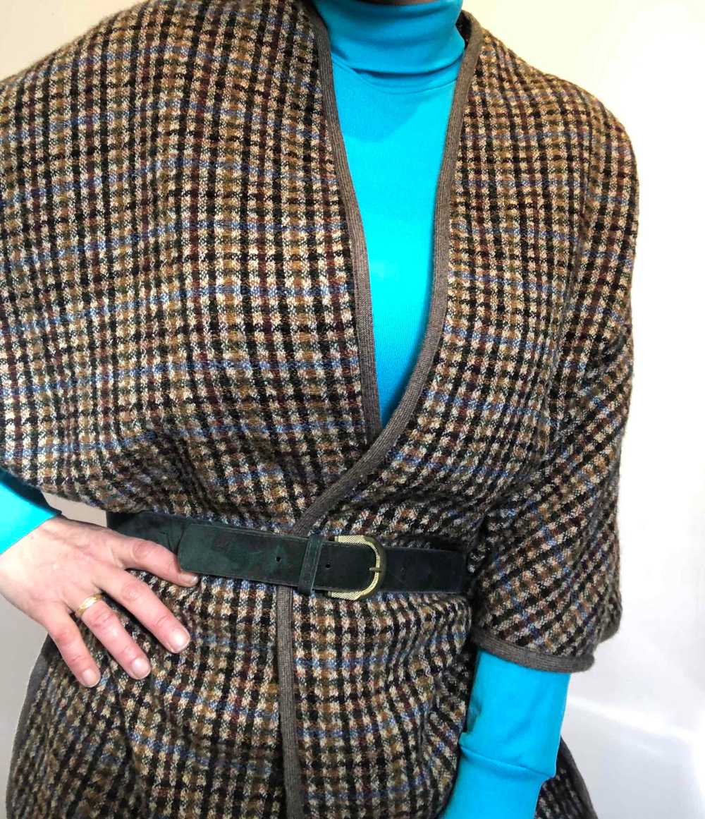 Veste en laine - Veste style cape à carreaux en l… - image 4