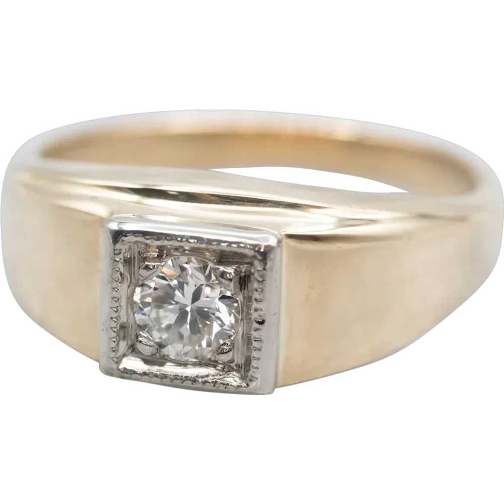 Men's Retro Era Diamond Solitaire Ring - image 1