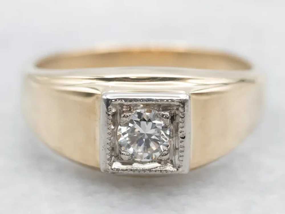 Men's Retro Era Diamond Solitaire Ring - image 2