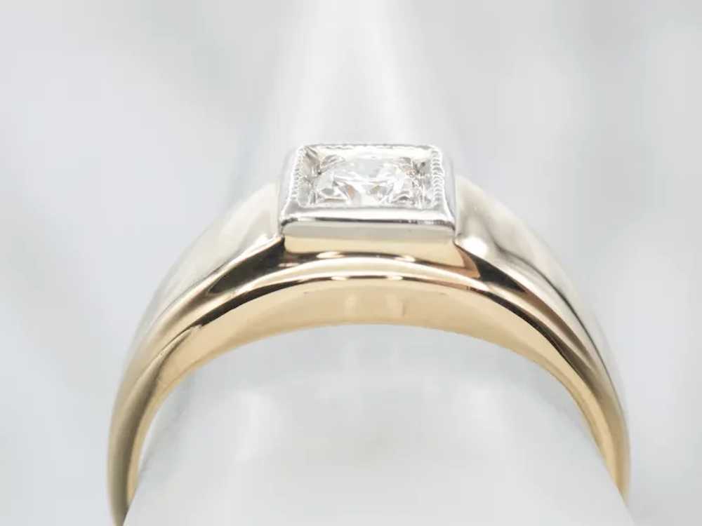 Men's Retro Era Diamond Solitaire Ring - image 3