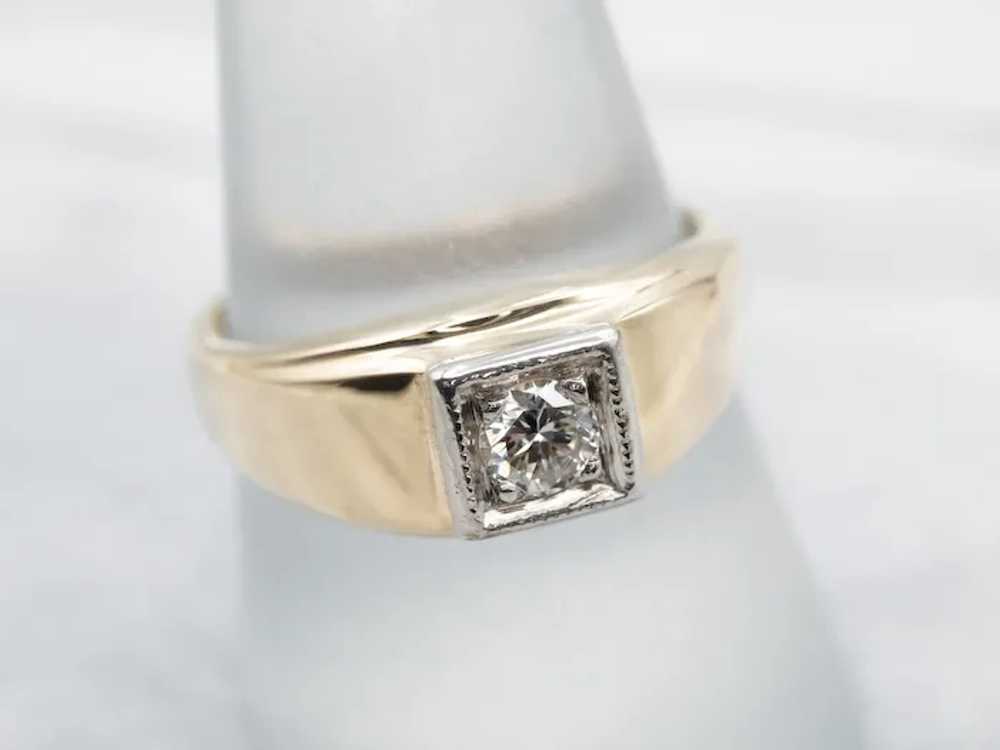 Men's Retro Era Diamond Solitaire Ring - image 4