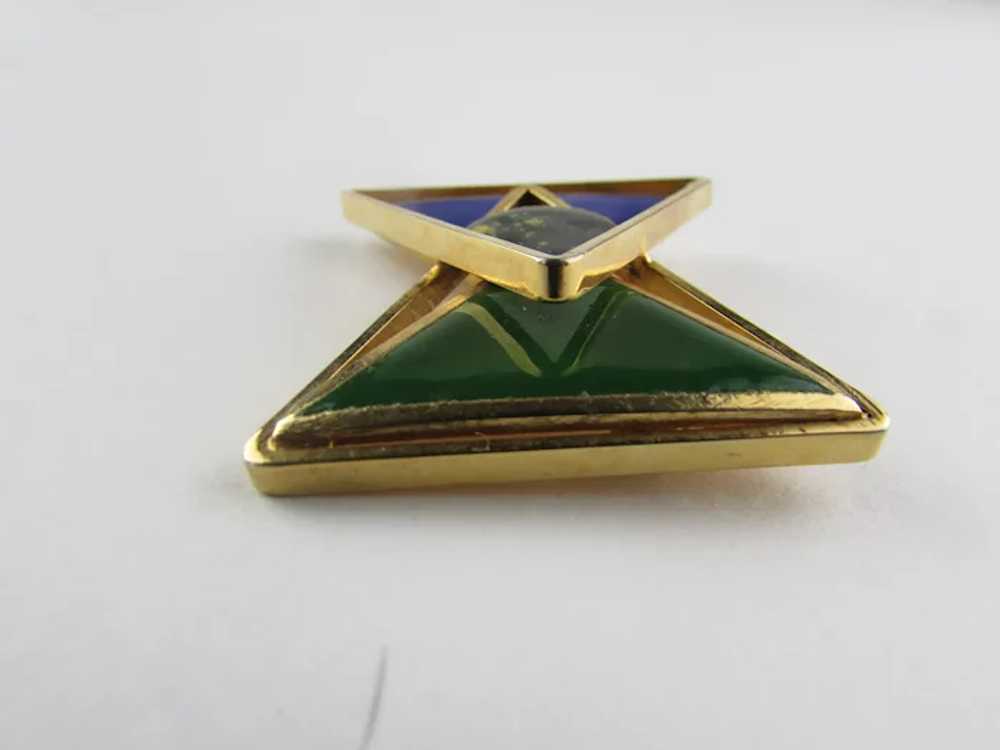Geometric Modernist Gold Tone Pin With Rich Blue,… - image 3