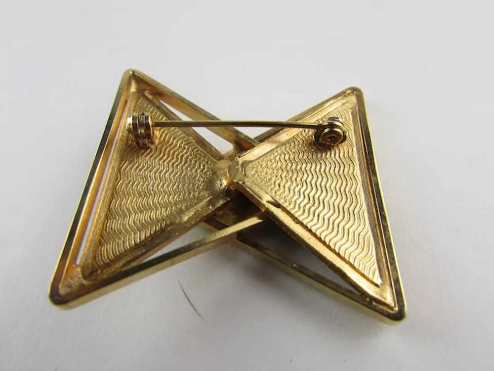 Geometric Modernist Gold Tone Pin With Rich Blue,… - image 7