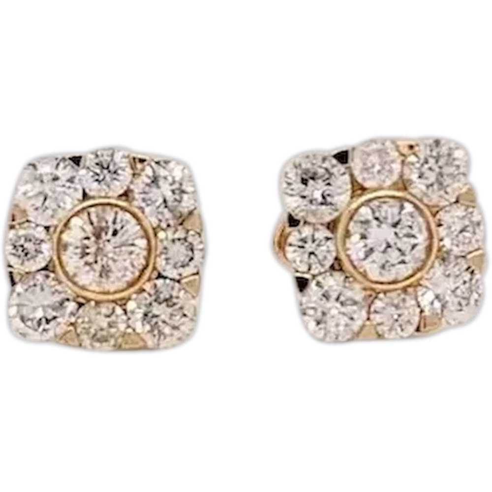 Classic Sparkly Diamond Studs in Solid 14k Yellow… - image 1