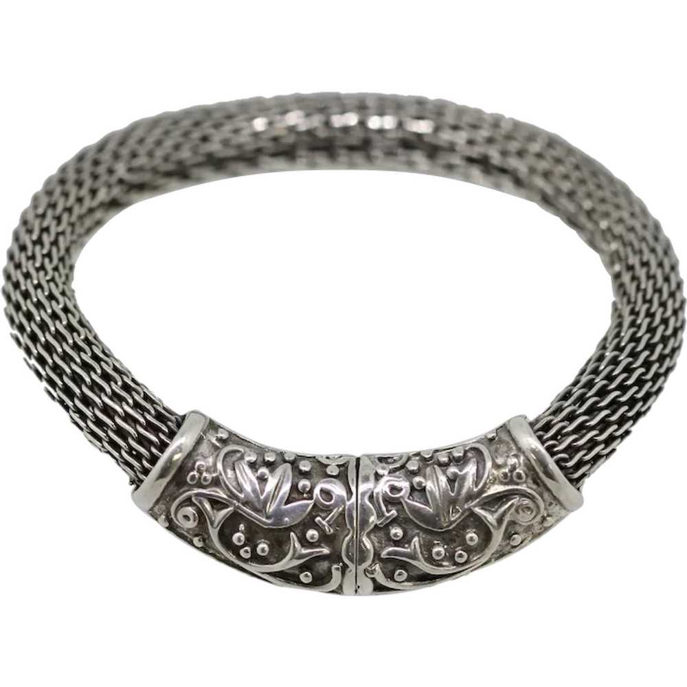 Sterling Silver Mesh Design Bracelet - 8" - image 1