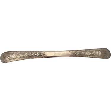 Gorgeous Antique Ornate Wide Silverplate Bar Pin, 