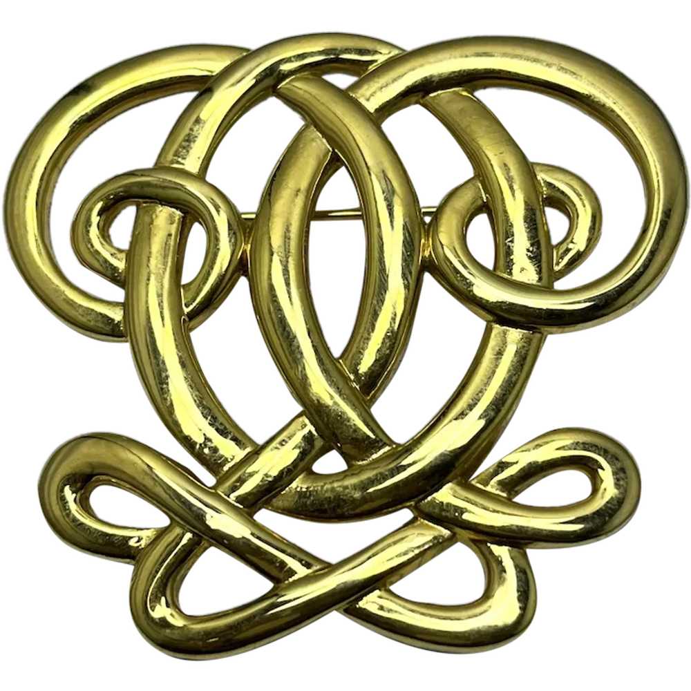 Vintage Gold Swirl Brooch Pin - image 1