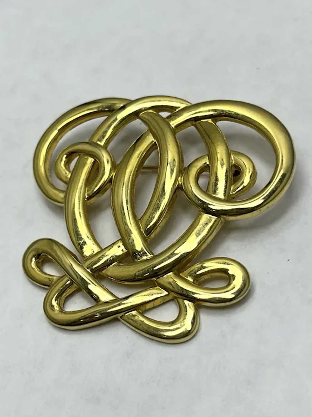 Vintage Gold Swirl Brooch Pin - image 2