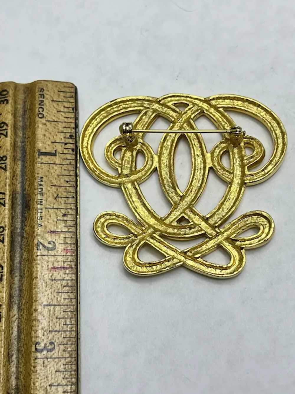 Vintage Gold Swirl Brooch Pin - image 4