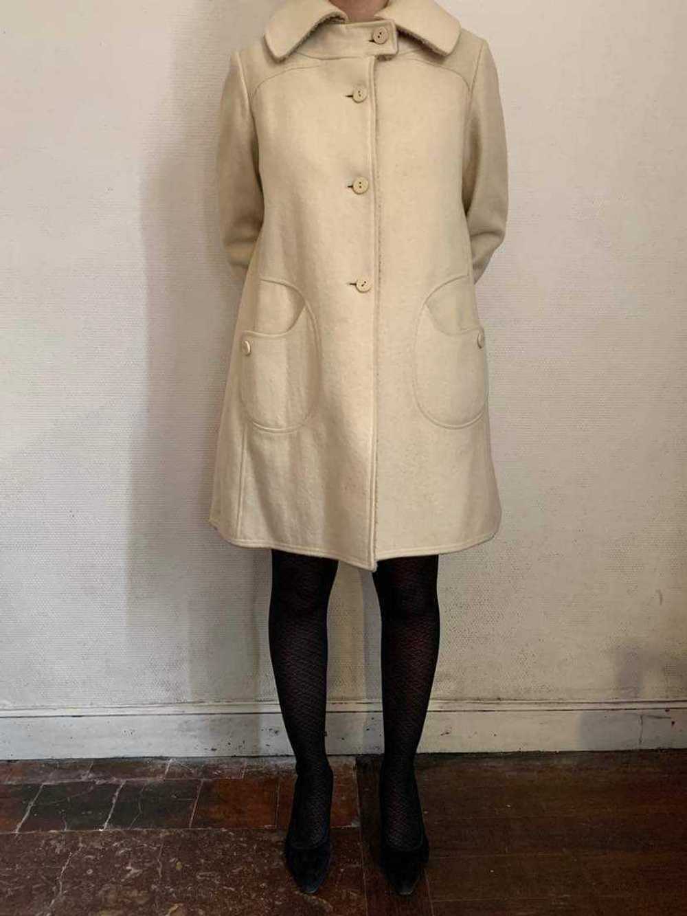 Wool coat - Wool coat, white Trapeze shape Kaine … - image 6