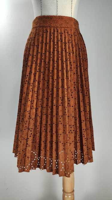 Sezane Brown Lace Skirt Pleated - image 1