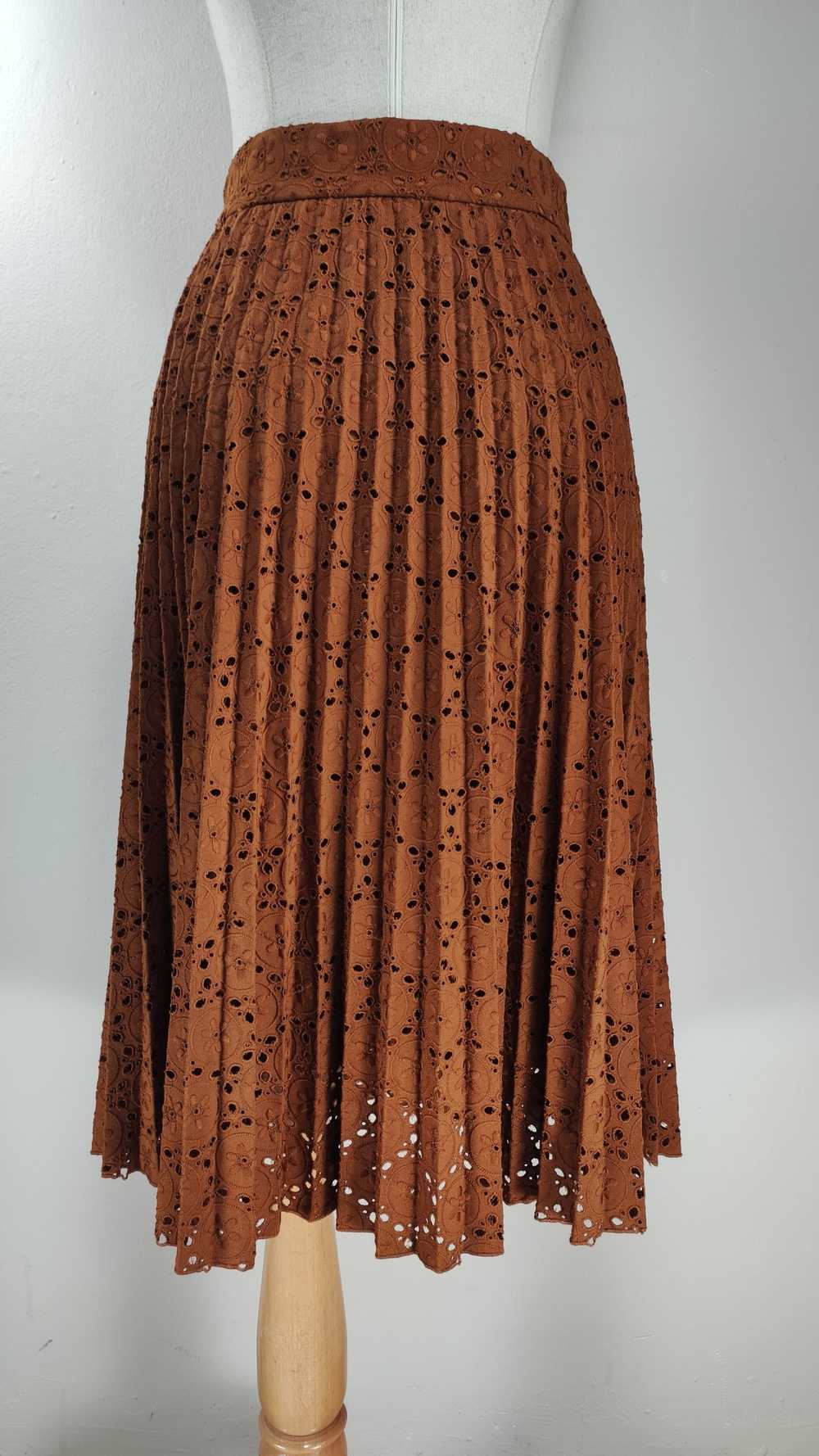 Sezane Brown Lace Skirt Pleated - image 3