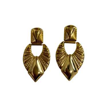 Golden metal earrings - Clip-on earrings, gold me… - image 1