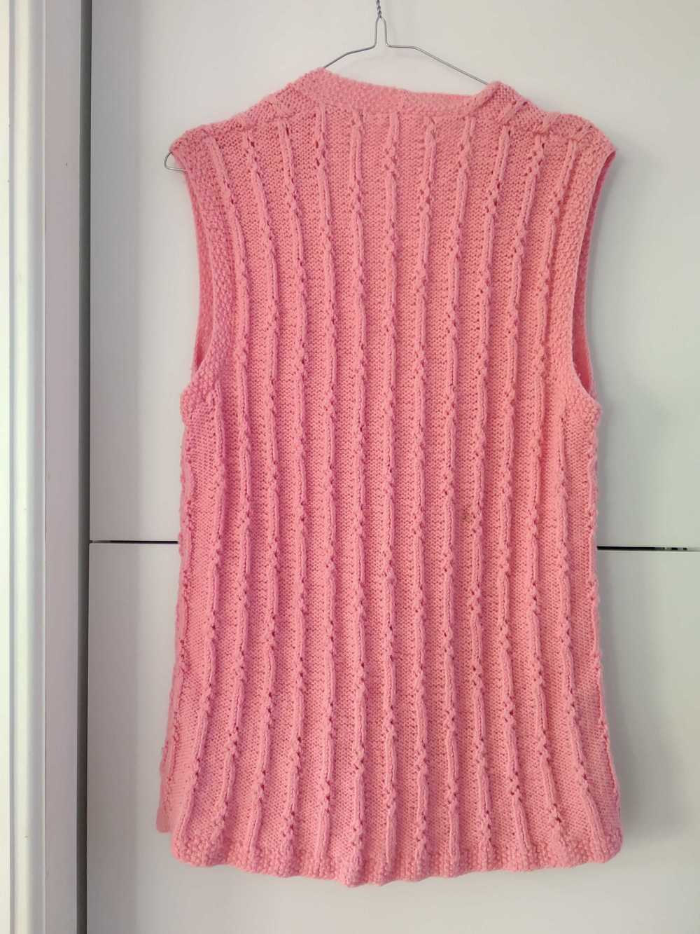 Knit vest - Handmade/ handmade pink sleeveless kn… - image 3
