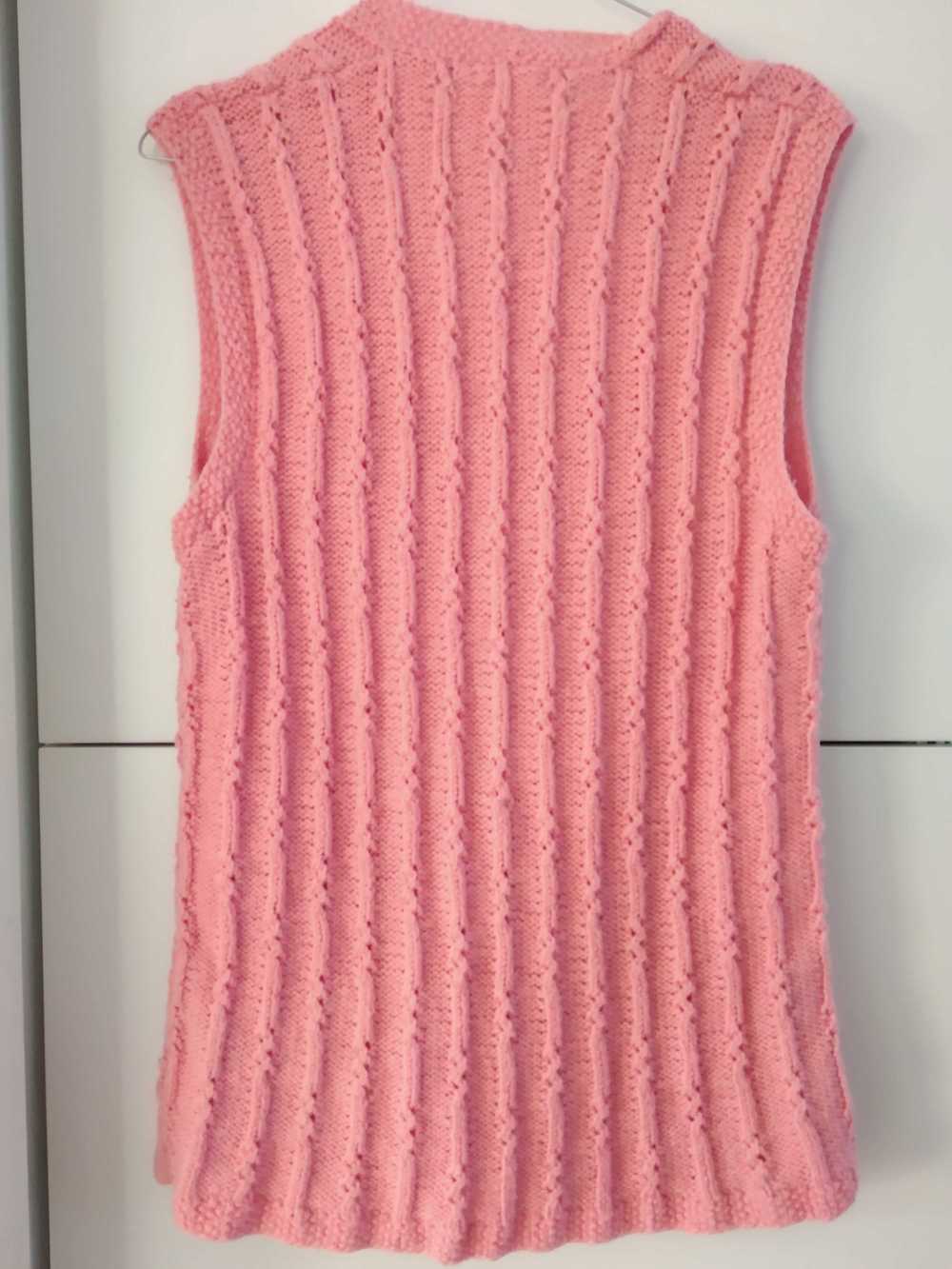Knit vest - Handmade/ handmade pink sleeveless kn… - image 4