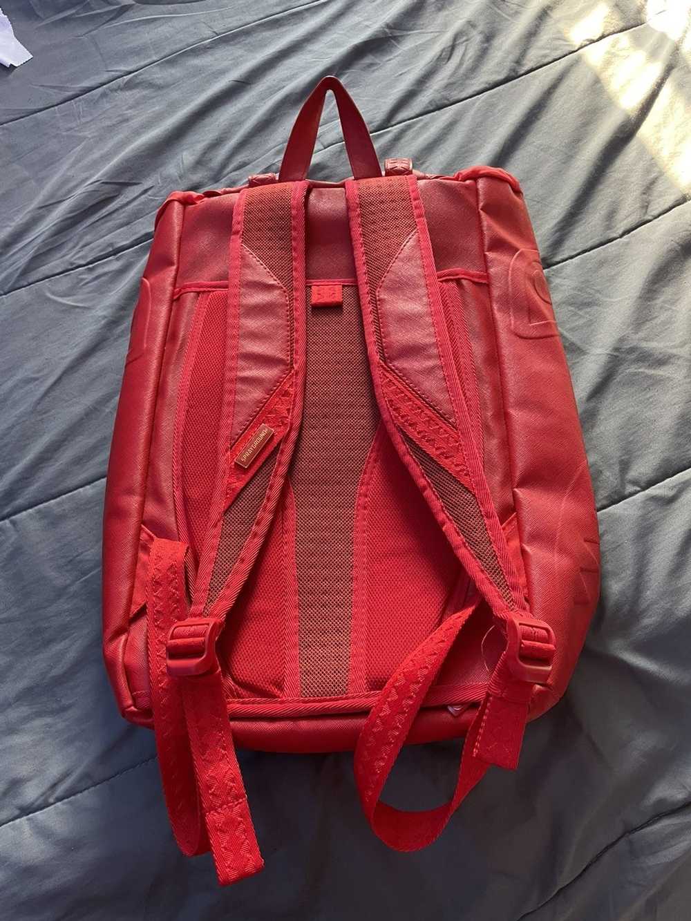 Sprayground Camoburst Deluxe Red, Orange & Green Leather Backpack