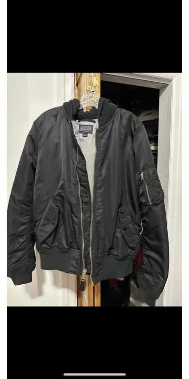 Other Black, hooded bomber with gold zipper