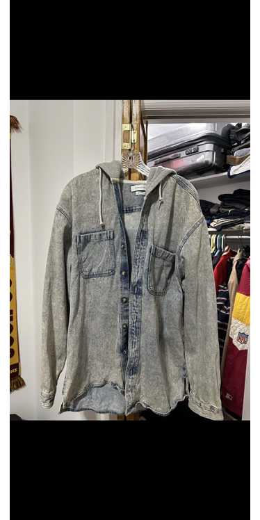 Urban Outfitters Washed denim overcoat with grey h